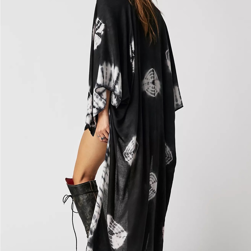 Free People SpellBound Black Tie Dye Duster